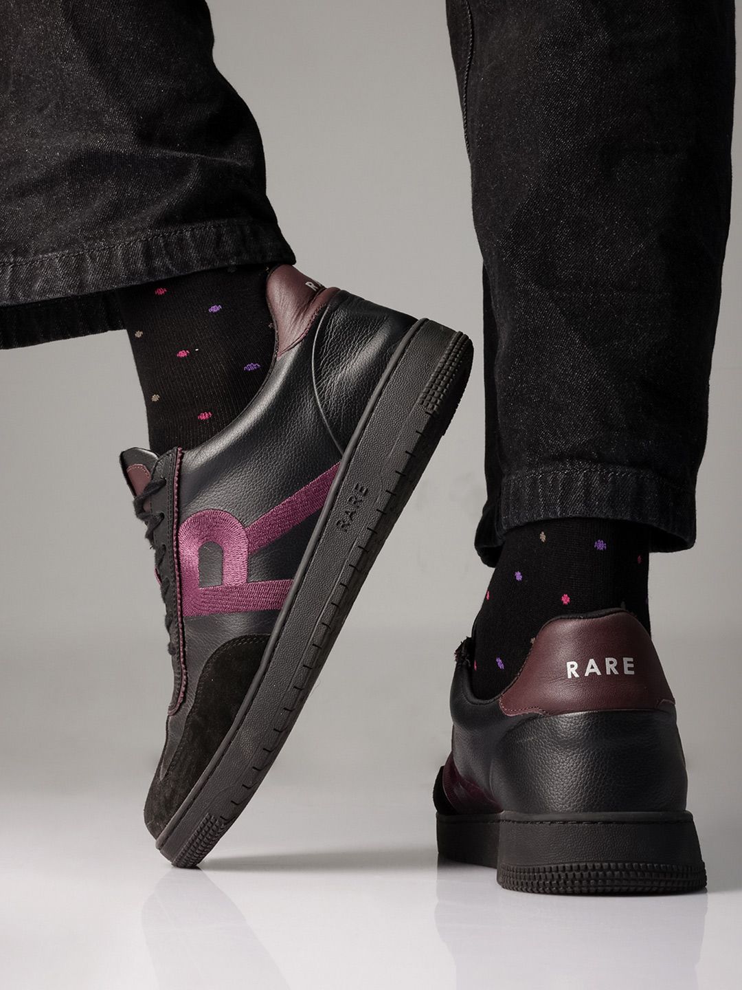 RARE RABBIT Men Printed Leather Sneakers