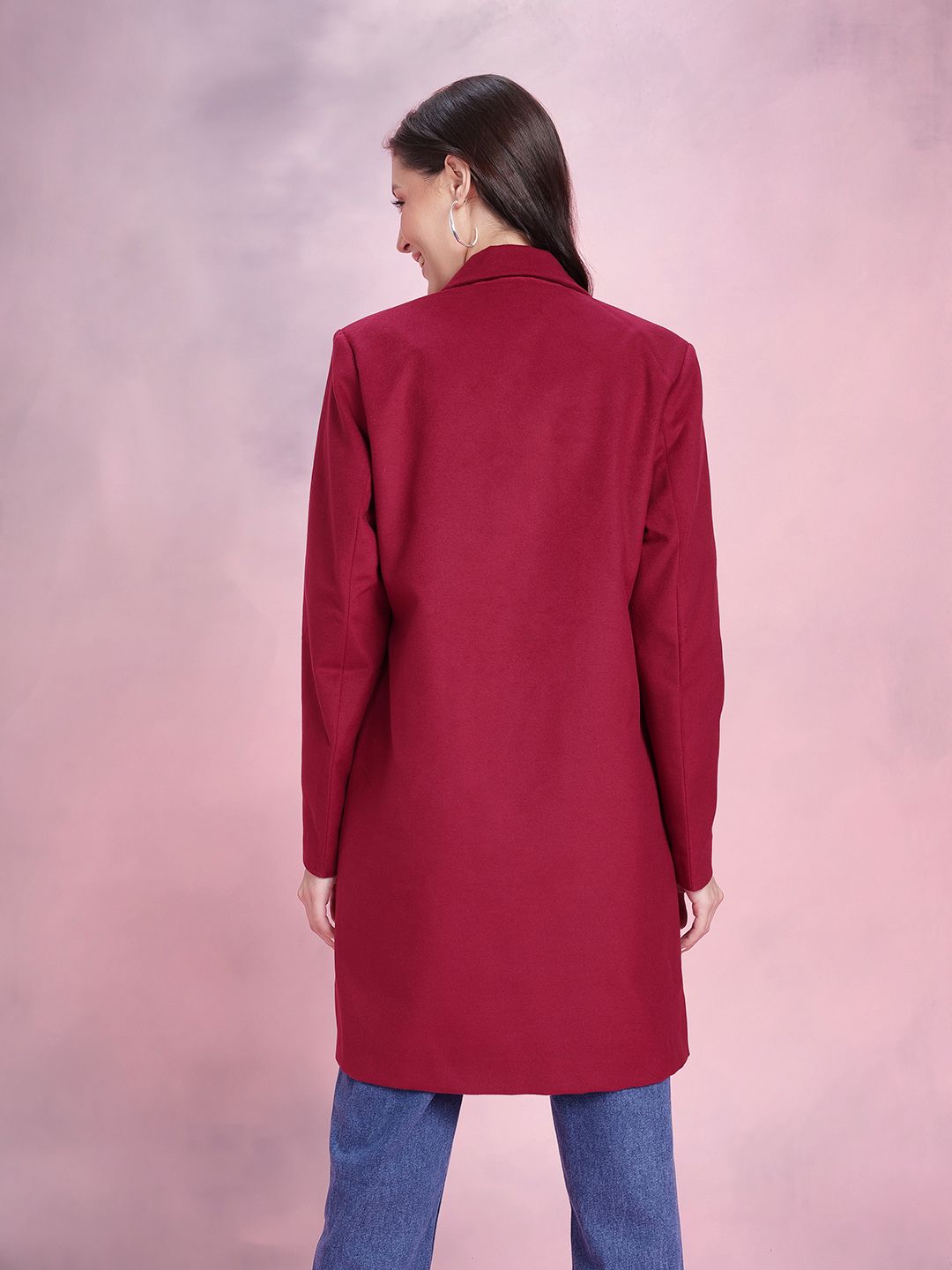 DressBerry Notched Lapel Collar Double Breasted Overcoat