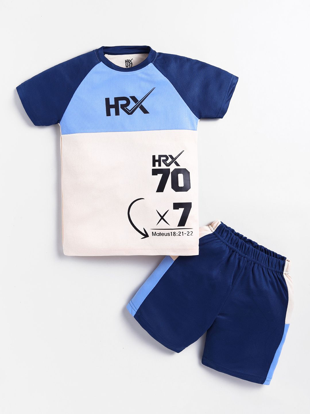 HRX by Hrithik Roshan U17 Boys Rapid Dry Printed T-shirt with Shorts