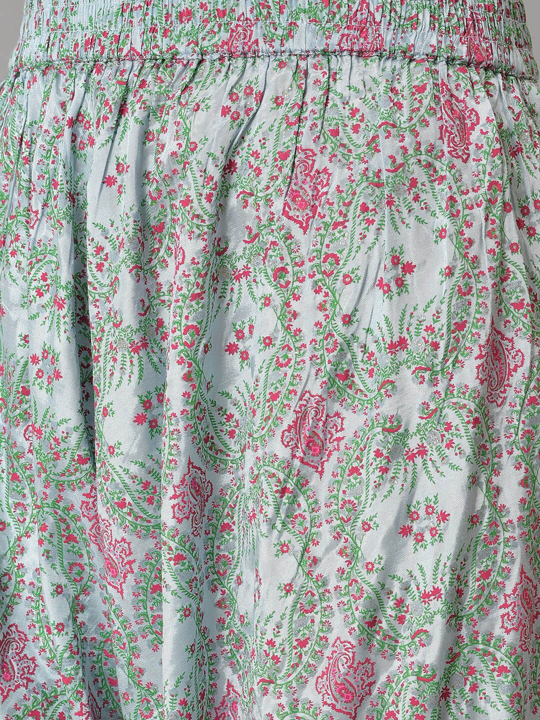 W Festive Floral Print Rayon Kurta With Salwar & Dupatta