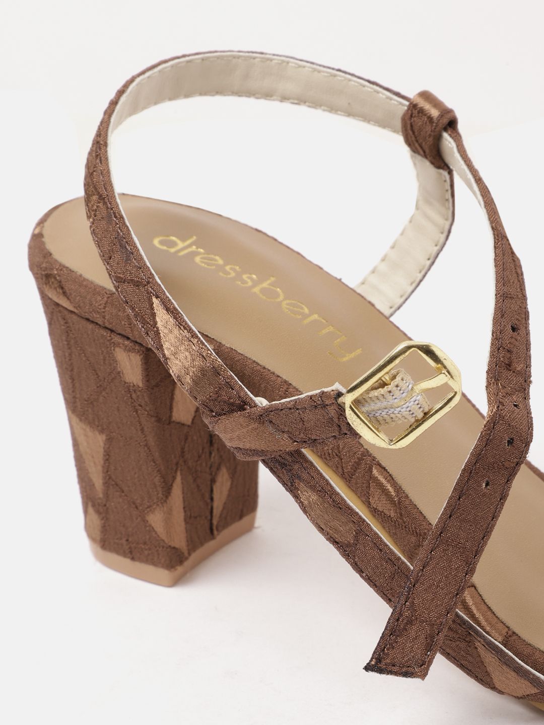 DressBerry Women Textured Block Heel Sandals