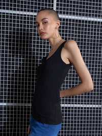 SASSAFRAS Black Scoop Neck Tank Top