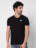SPYKAR V-Neck Short Sleeves Cotton Typographic Print Slim Fit T-shirt