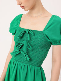 DressBerry Girly Glam Smocked Bows A-Line Mini Dress