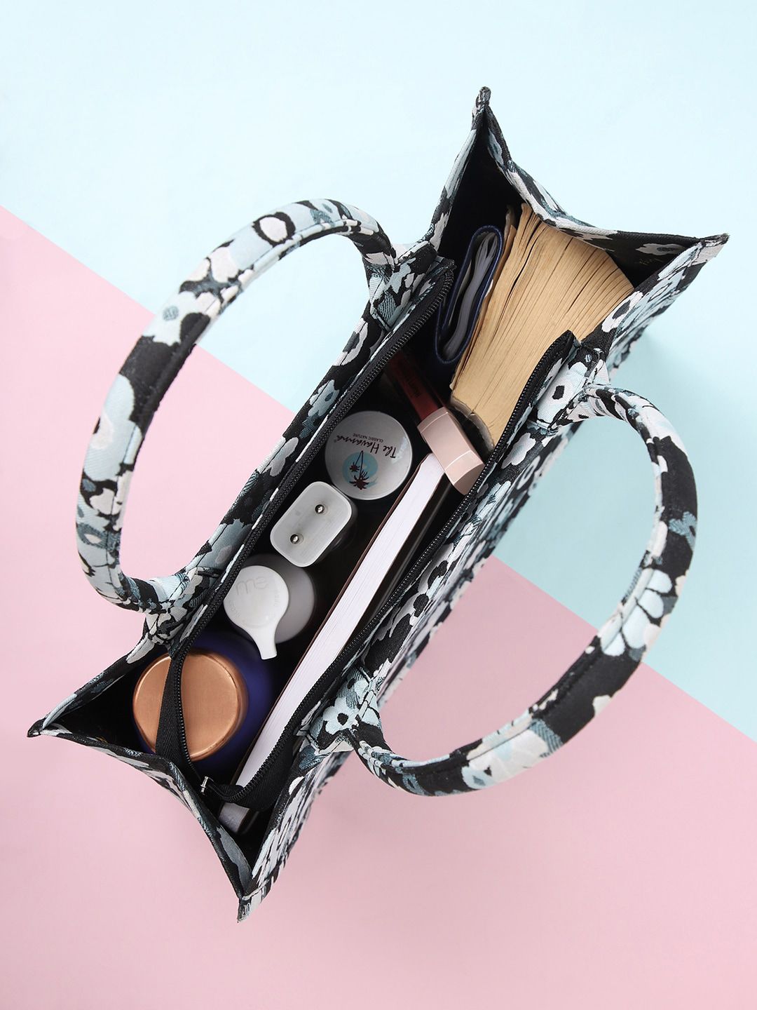 Berrylush Floral Printed Structured Tote Bag