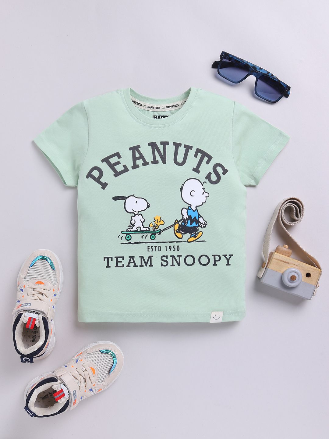 Happy Faces Boys Peanuts Printed Pure Cotton T-shirt