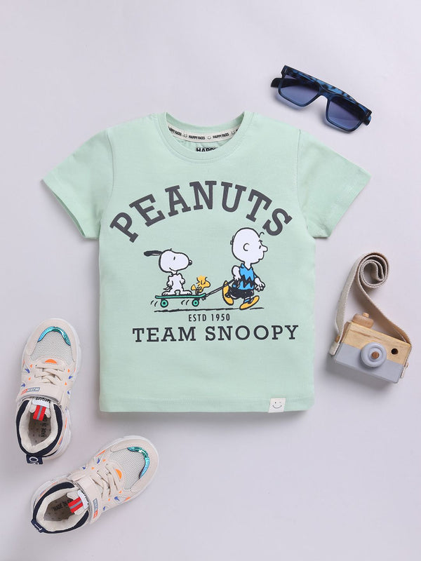 Happy Faces Boys Peanuts Printed Pure Cotton T-shirt