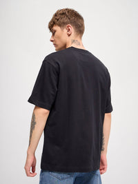 THE BEAR HOUSE Men Typography Printed Round Neck Pure Cotton Oversized T-shirt