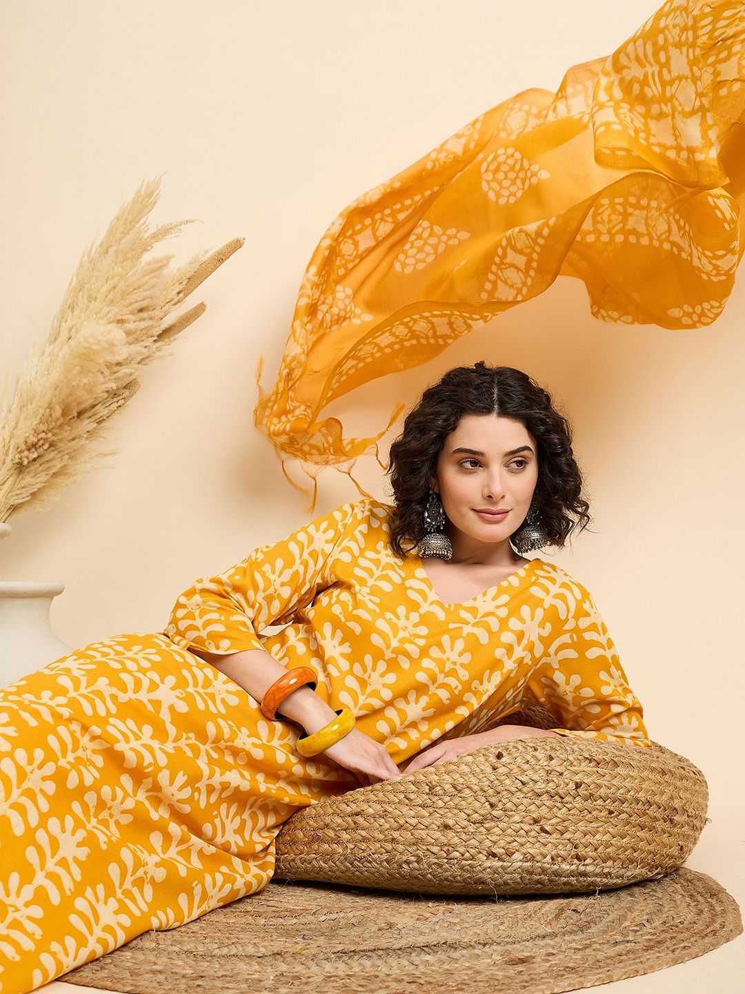 KALINI Women Ethnic Motifs Printed Regular Kurta with Trousers & With Dupatta