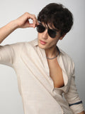 VASTRADO Men Classic Cutaway Collar Textured Cotton Slim Fit Casual Shirt