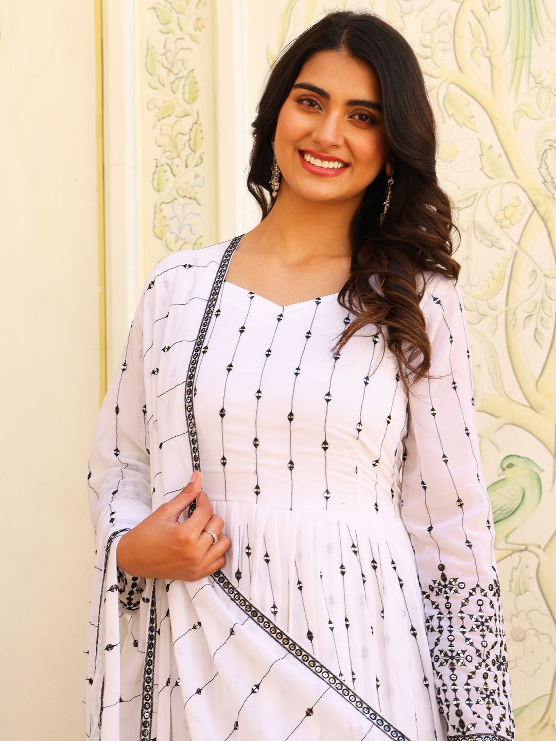 KALINI Women Embroidered Regular Thread Work Kurta with Salwar & With Dupatta