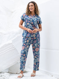 SANSKRUTIHOMES Printed Pure Cotton Top With Trousers Co-Ords