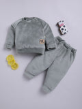 Moms Love Infant Boys Ribbed Velvet-Finish Pure Cotton Sweatshirt With Joggers