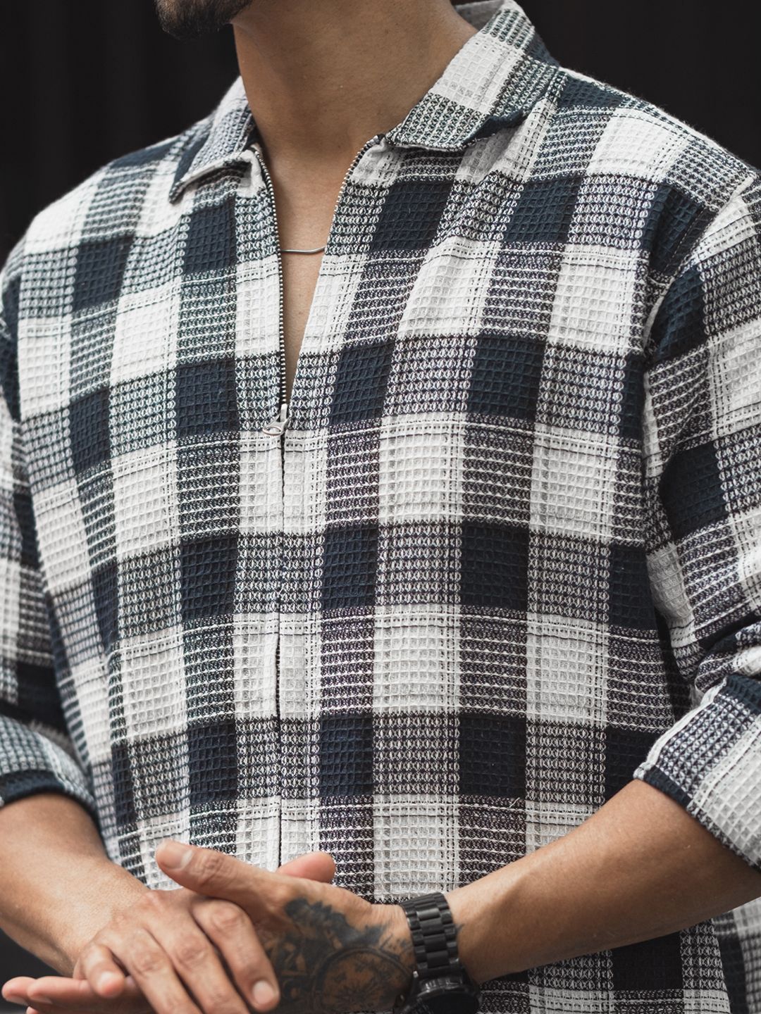 Powerlook Men Spread Collar Tartan Checked Casual Shirt