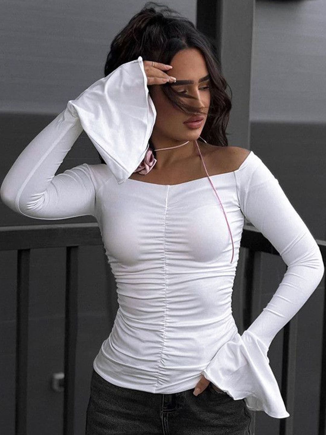 DressBerry Women Off-Shoulder Fitted Top