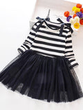 YK Girls Striped Fit & Flare Dress