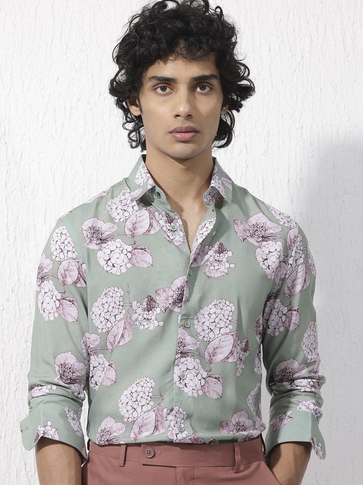 RARE RABBIT Men Sakura Slim Fit Floral Opaque Printed Shirt