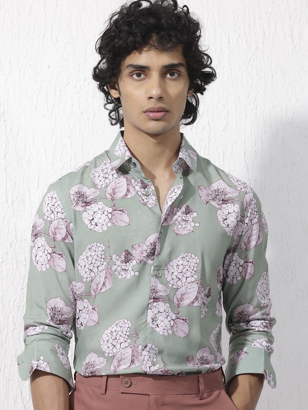 RARE RABBIT Men Sakura Slim Fit Floral Opaque Printed Shirt