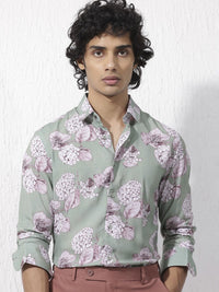 RARE RABBIT Men Sakura Slim Fit Floral Opaque Printed Shirt
