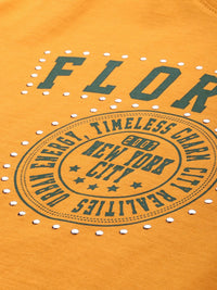 DILLINGER Women's Regular Cropped Stud & Printed Tshirt