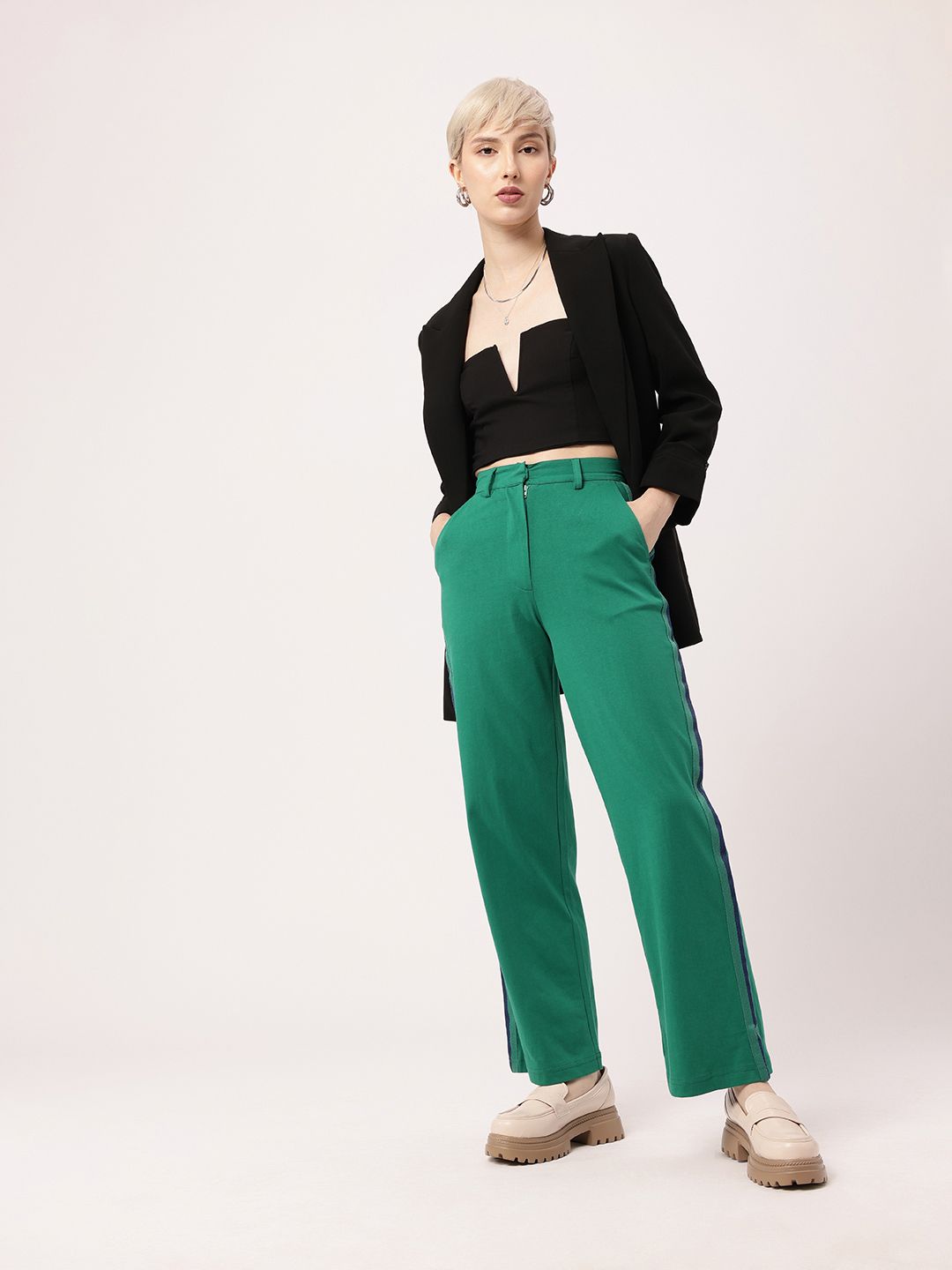 DressBerry Women K-Street Emerald Edge Side Stripes Regular Trousers