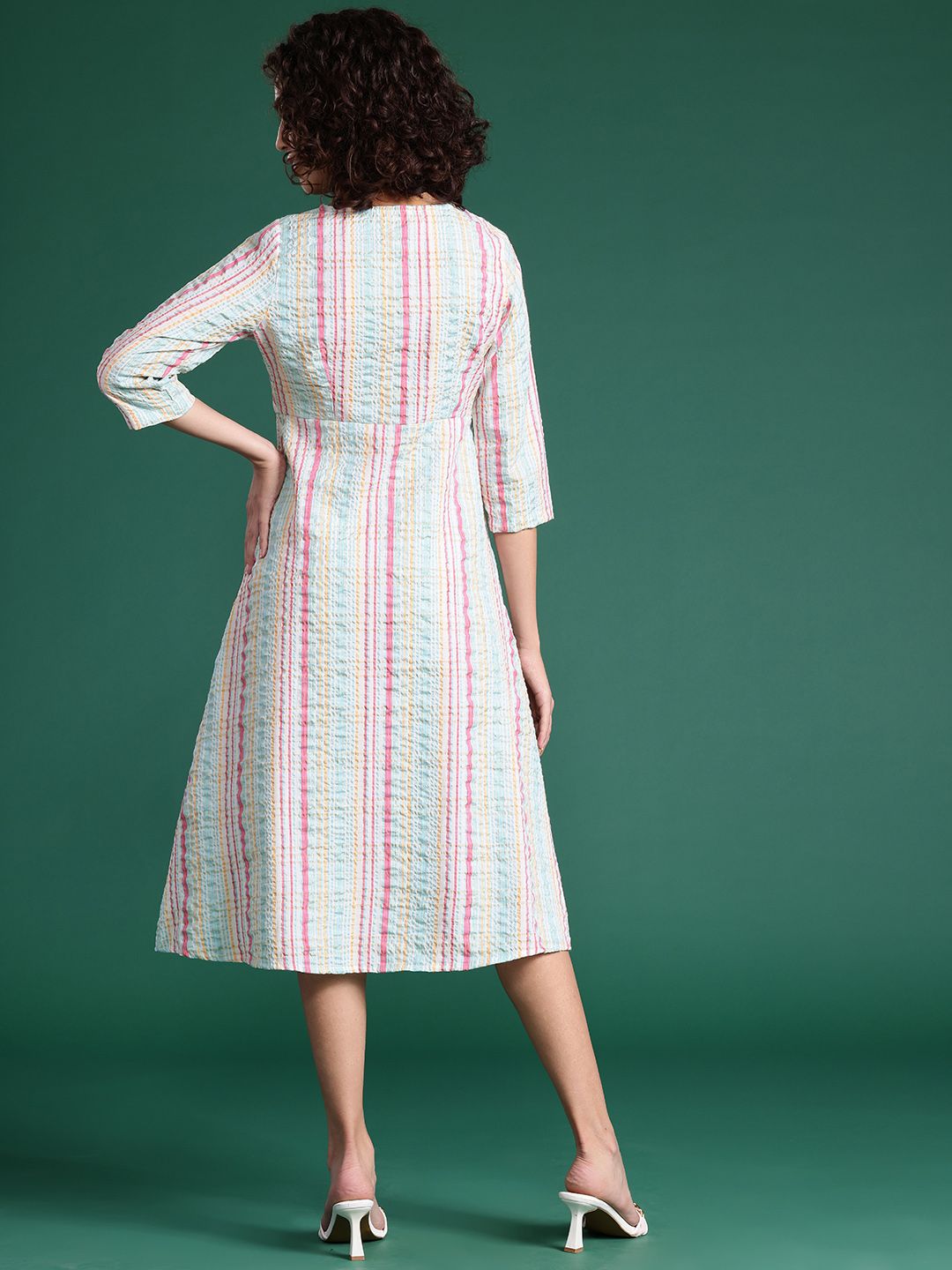 DressBerry Striped A-Line Midi Dress