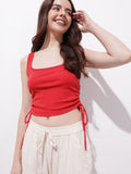 DressBerry Summer Sizzle Bold Plunge Ruched Crop Top