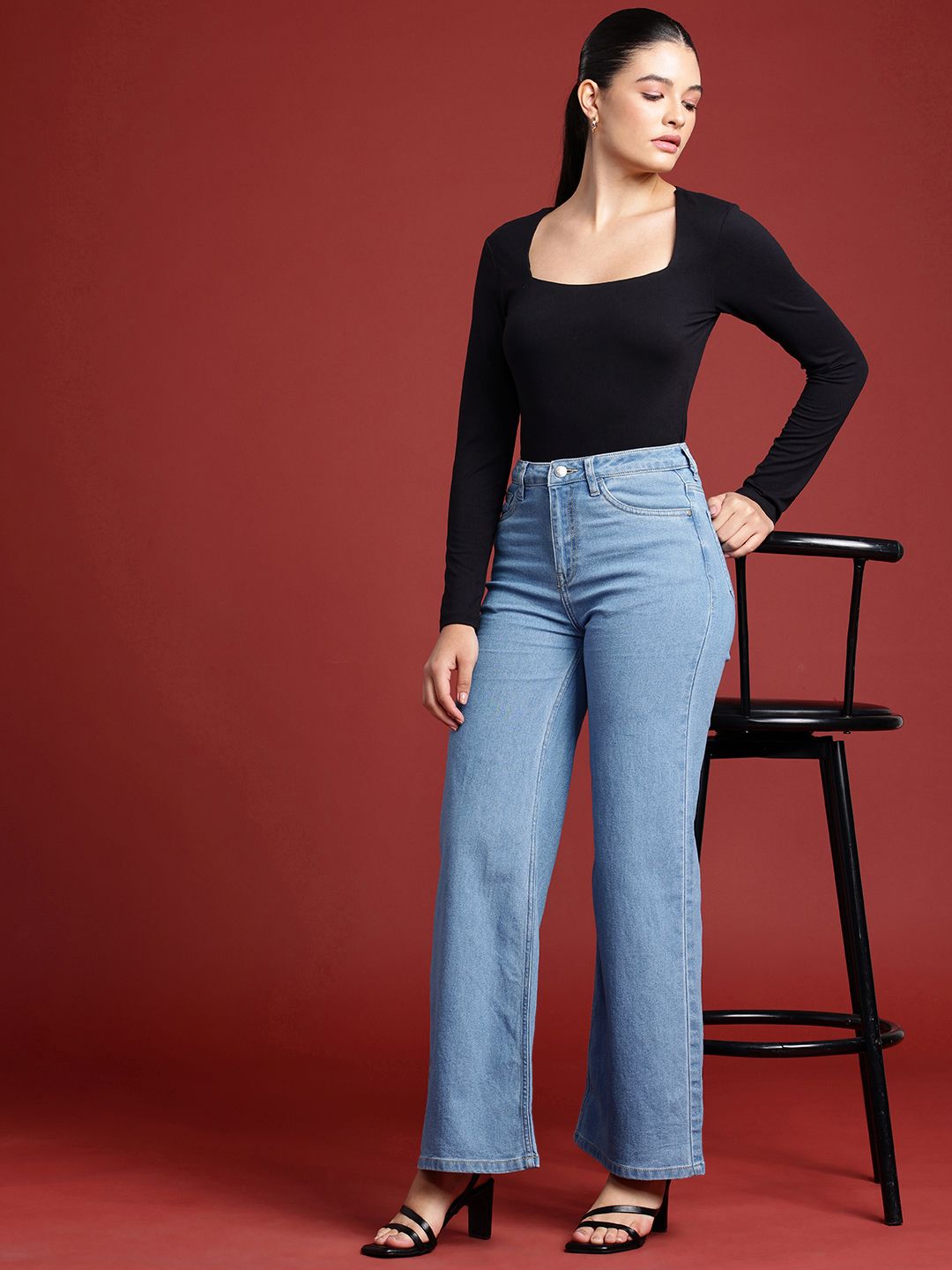 all about you Women Flared High-Rise Stretchable Jeans