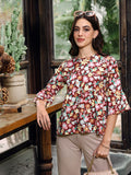 DressBerry Floral Print Bell Sleeves Top