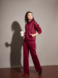 SASSAFRAS Maroon Mock Collar Sweatshirt
