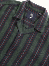 THE BEAR HOUSE Opaque Striped Cotton Casual Shirt