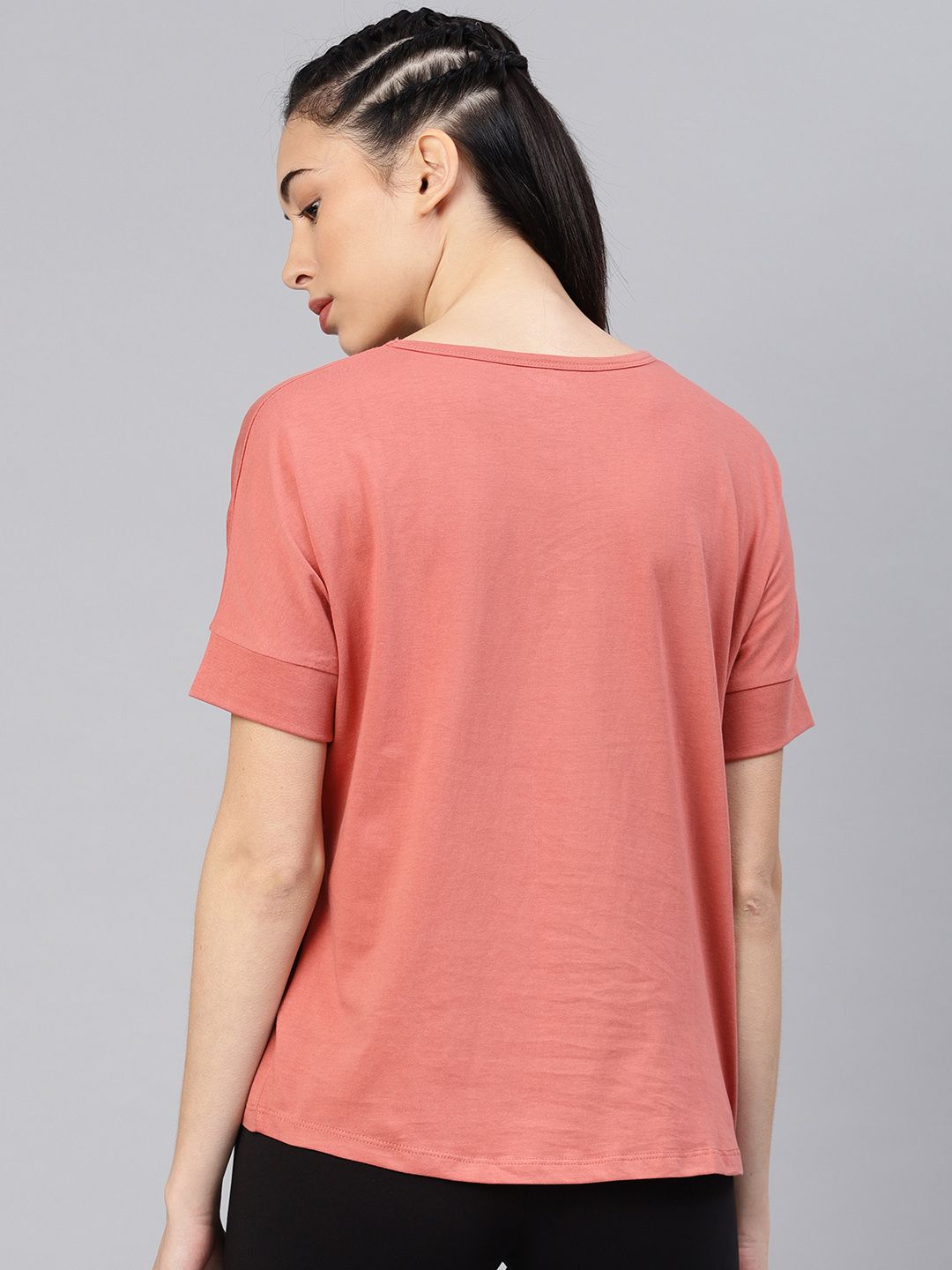 HRX by Hrithik Roshan Women Pink Solid Round Neck T-shirt