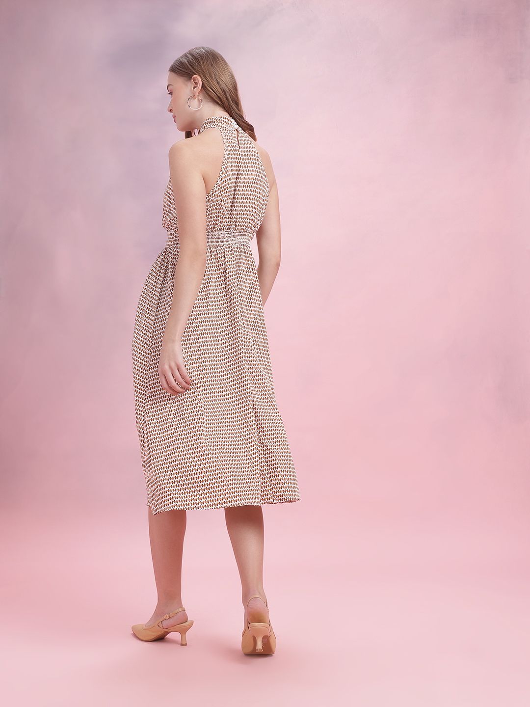 DressBerry Printed Halter Neck A-Line Dress