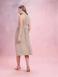 DressBerry Printed Halter Neck A-Line Dress