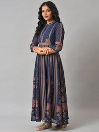 W Blue Ethnic Motifs Ethnic Maxi Dress