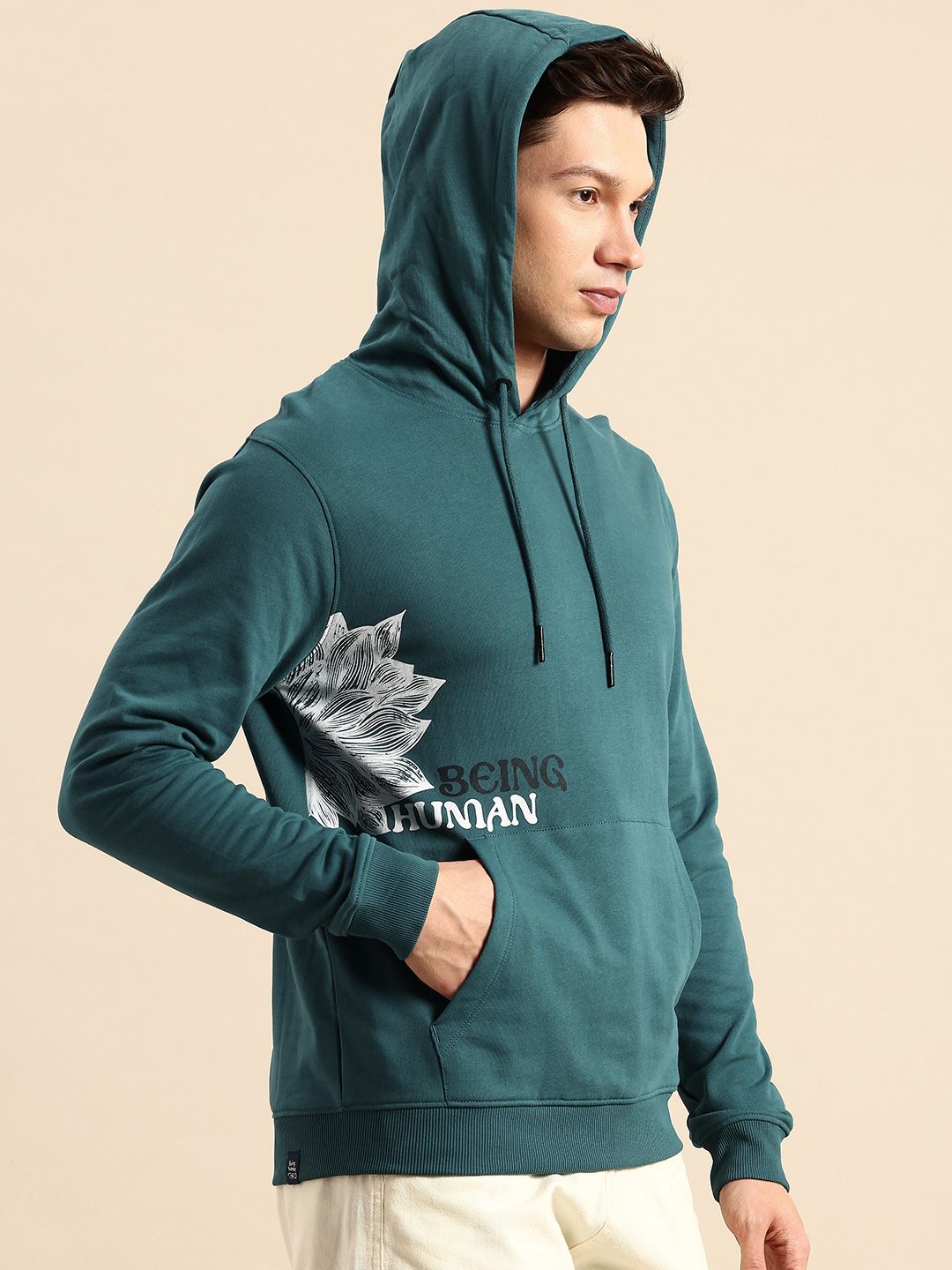 Being Human Pure Cotton Printed Hooded Sweatshirt