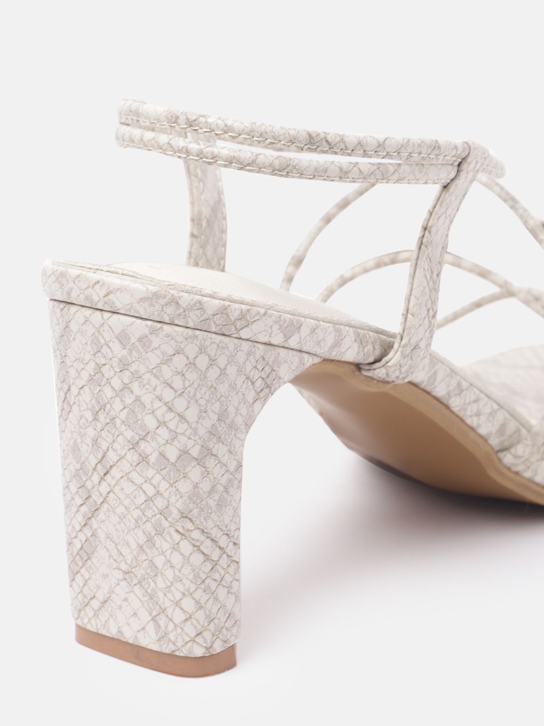 Lino Perros Snake Skin Printed Cross-Straps Block Heels