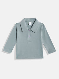 Moms Love Infant Boys Pure Cotton Printed Dungarees with Solid T-shirt