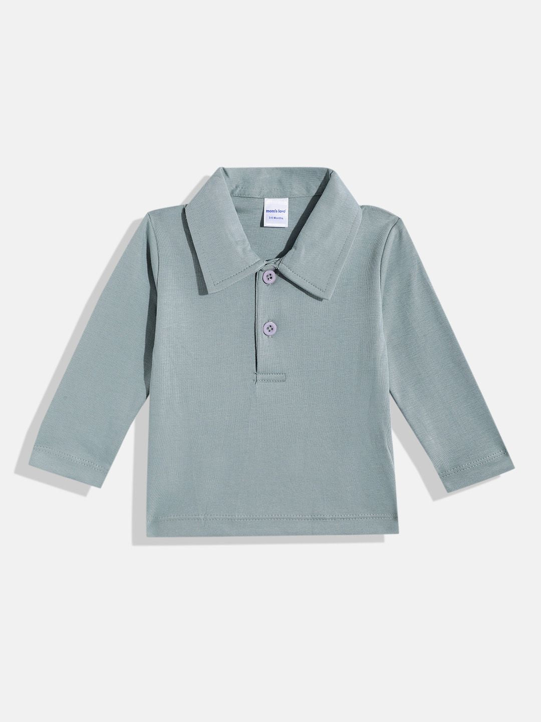 Moms Love Infant Boys Pure Cotton Printed Dungarees with Solid T-shirt