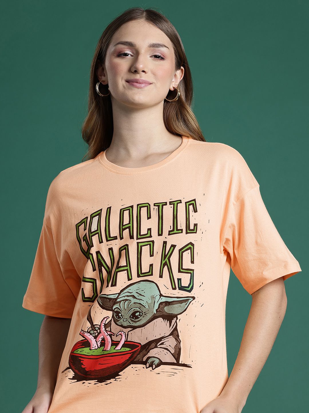 DressBerry Printed Drop-Shoulder Sleeves Pure Cotton Relaxed T-shirt