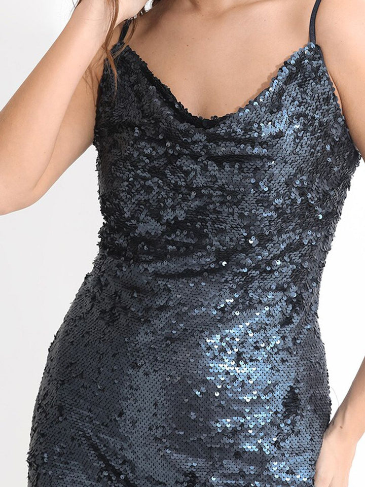 RAREISM Sequin Embellished Shoulder Straps Sheath Dress