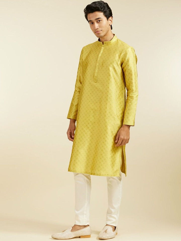 Diwas by Manyavar Geometric Woven Design Straight Kurta