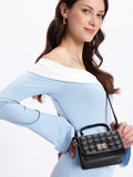 DressBerry Quilted Structured Satchel Bag