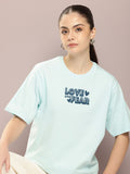 DILLINGER Women Typography Printed Embossed Oversized T-shirt