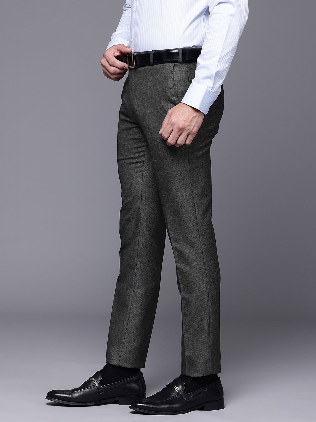 Raymond Men Textured Slim Fit Formal Trousers