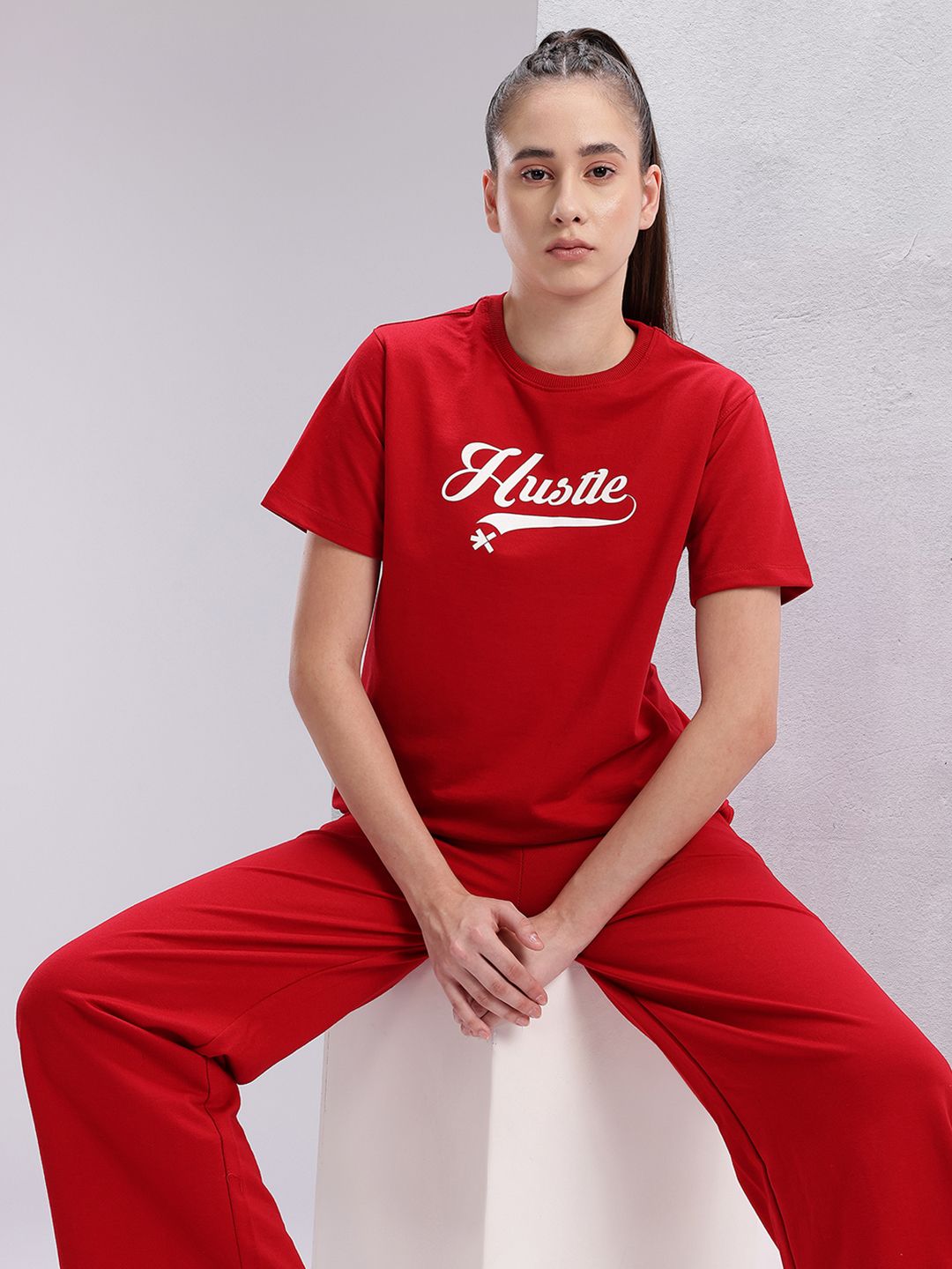 HRX by Hrithik Roshan  Typography Printed T-shirt With Trackpants