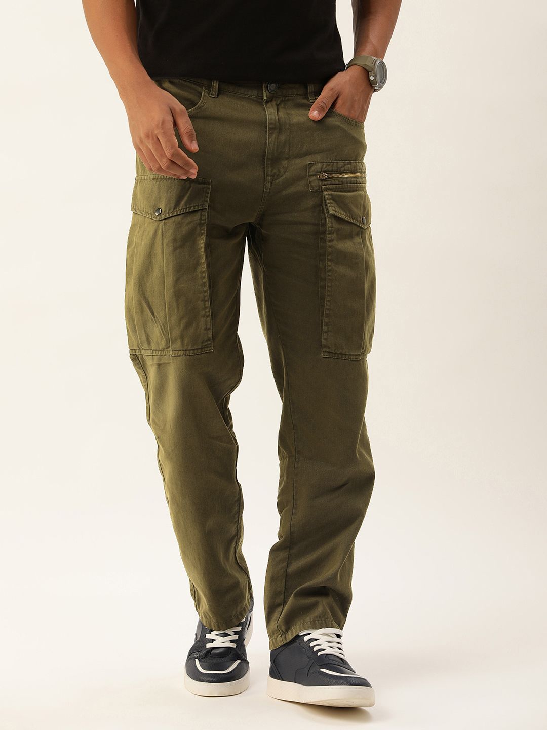 Bene Kleed Men Relaxed Cotton Cargos Trousers