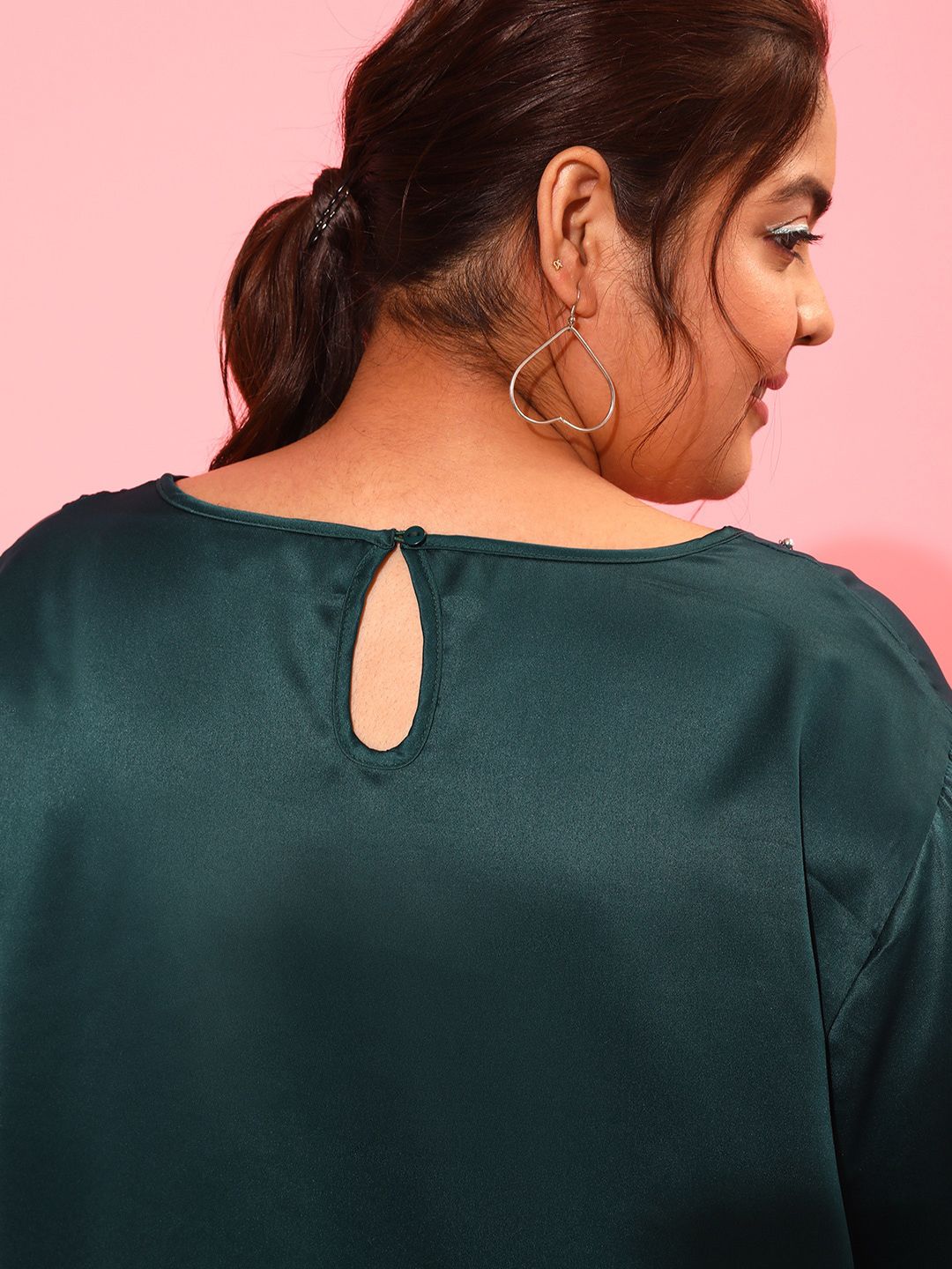 CURVY STREET Plus Size Embellished Round Neck Top