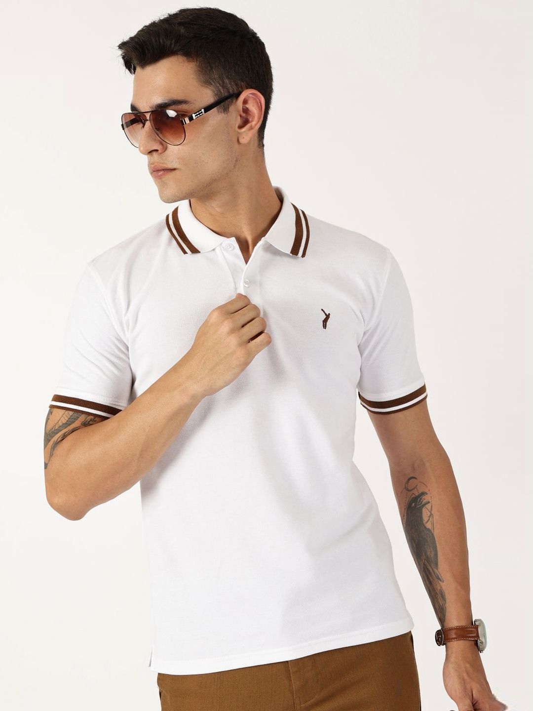 Thomas Scott Men Solid Polo Collar Cotton T-shirt