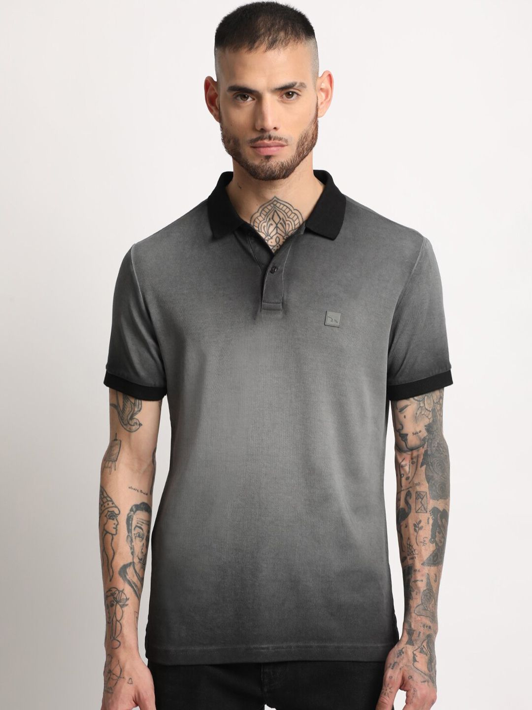THE BEAR HOUSE Polo Collar Slim Fit Pure Cotton T-shirt